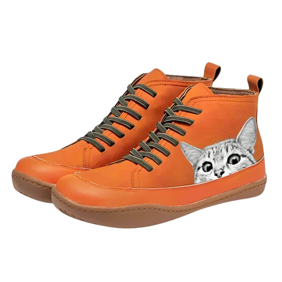 Kitty™ | Leather Ankle Boots for Cat Lovers
