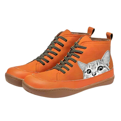 Kitty™ | Leather Ankle Boots for Cat Lovers