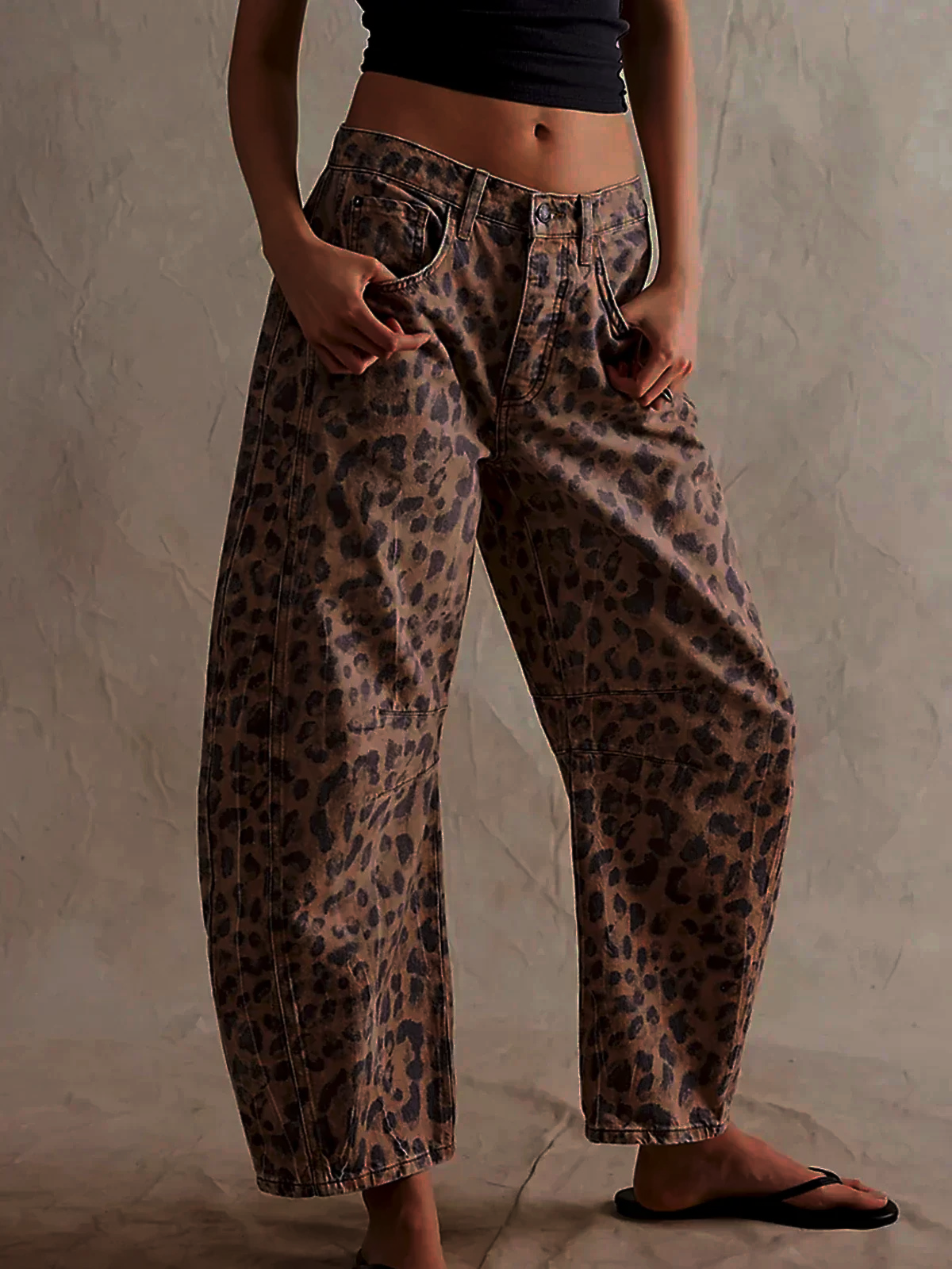 Lianne | Leopard Print Barrel Jeans