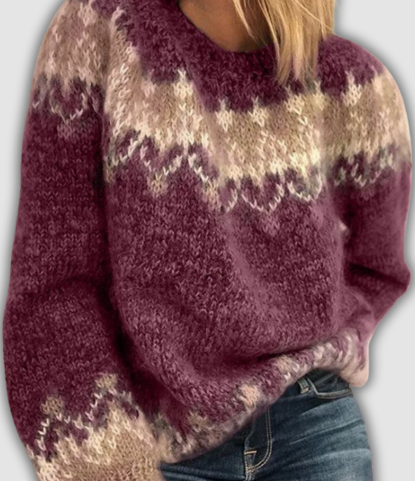 Elin | Vintage Icelandic Pattern Knit Sweater