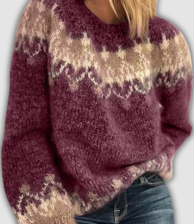 Elin | Vintage Icelandic Pattern Knit Sweater
