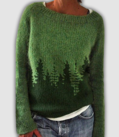 Ingrid | Nordic Pine Silhouette Knit Jumper