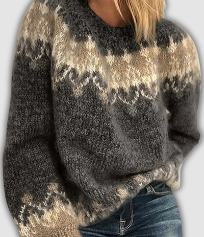 Elin | Vintage Icelandic Pattern Knit Sweater