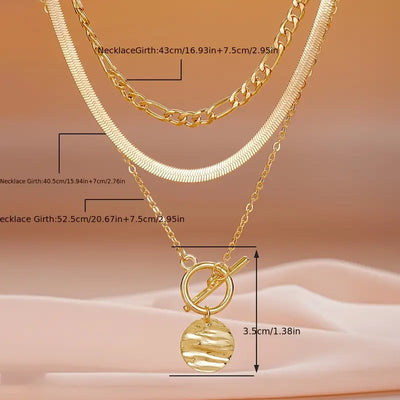 Savira Textured Coin Layered Necklace | Gold