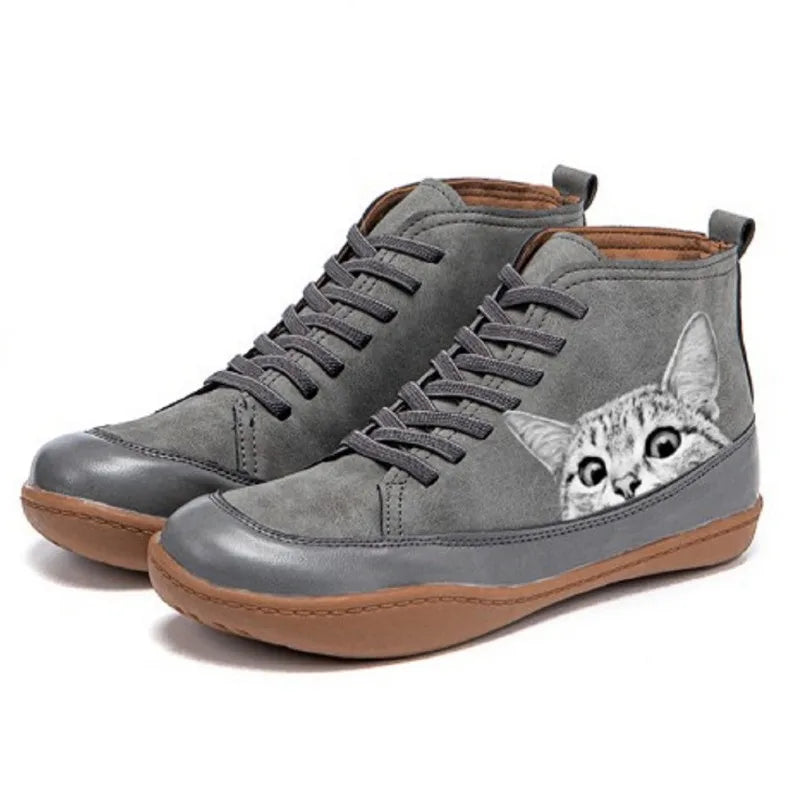 Kitty™ | Leather Ankle Boots for Cat Lovers