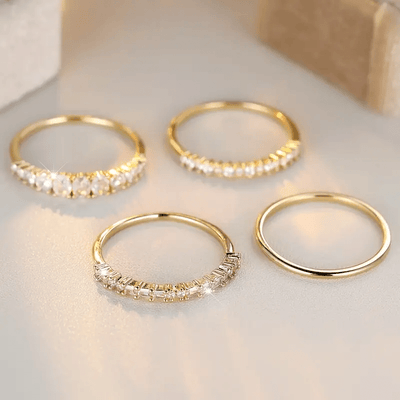 14k Gold Zirconia Stacking Rings