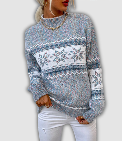 Anna | Arctic Blue Snowflake Knit for Winter Warmth