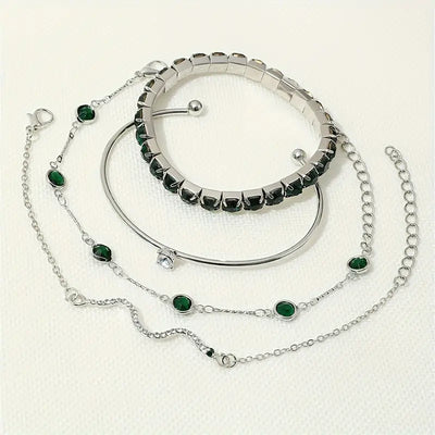 Green Gemstone Bracelet Set
