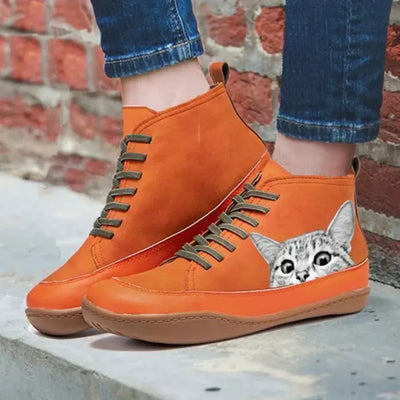 Kitty™ | Leather Ankle Boots for Cat Lovers