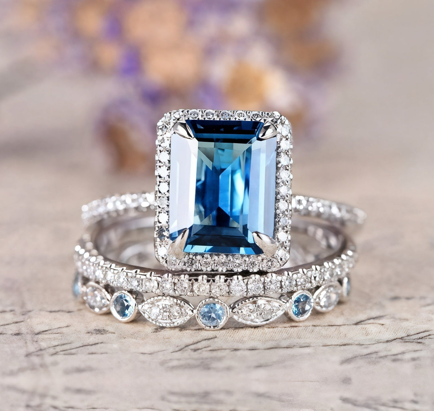 VINTAGE SILVER TURQUOISE RING SET