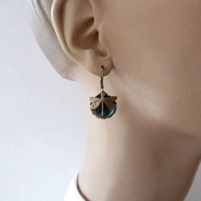 Antique Gold Dragonfly Earrings