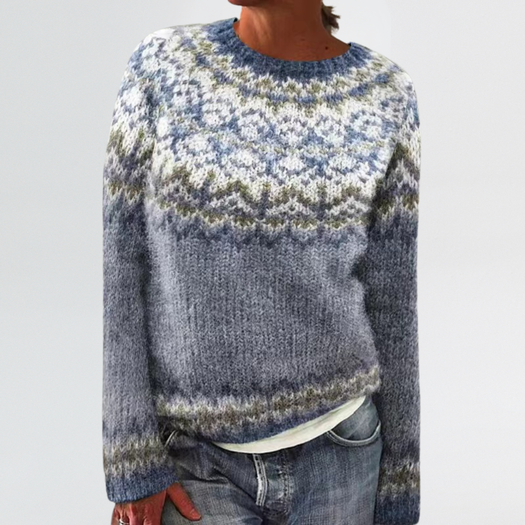 Ingrid | Vintage Icelandic Blue Yoke Sweater