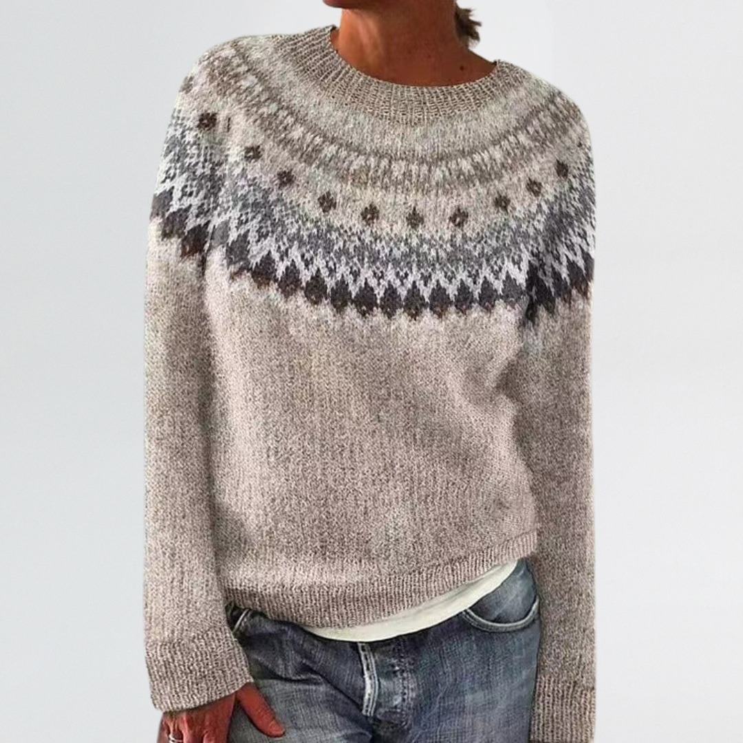 Alva | Vintage Icelandic Sandstone Yoke Sweater