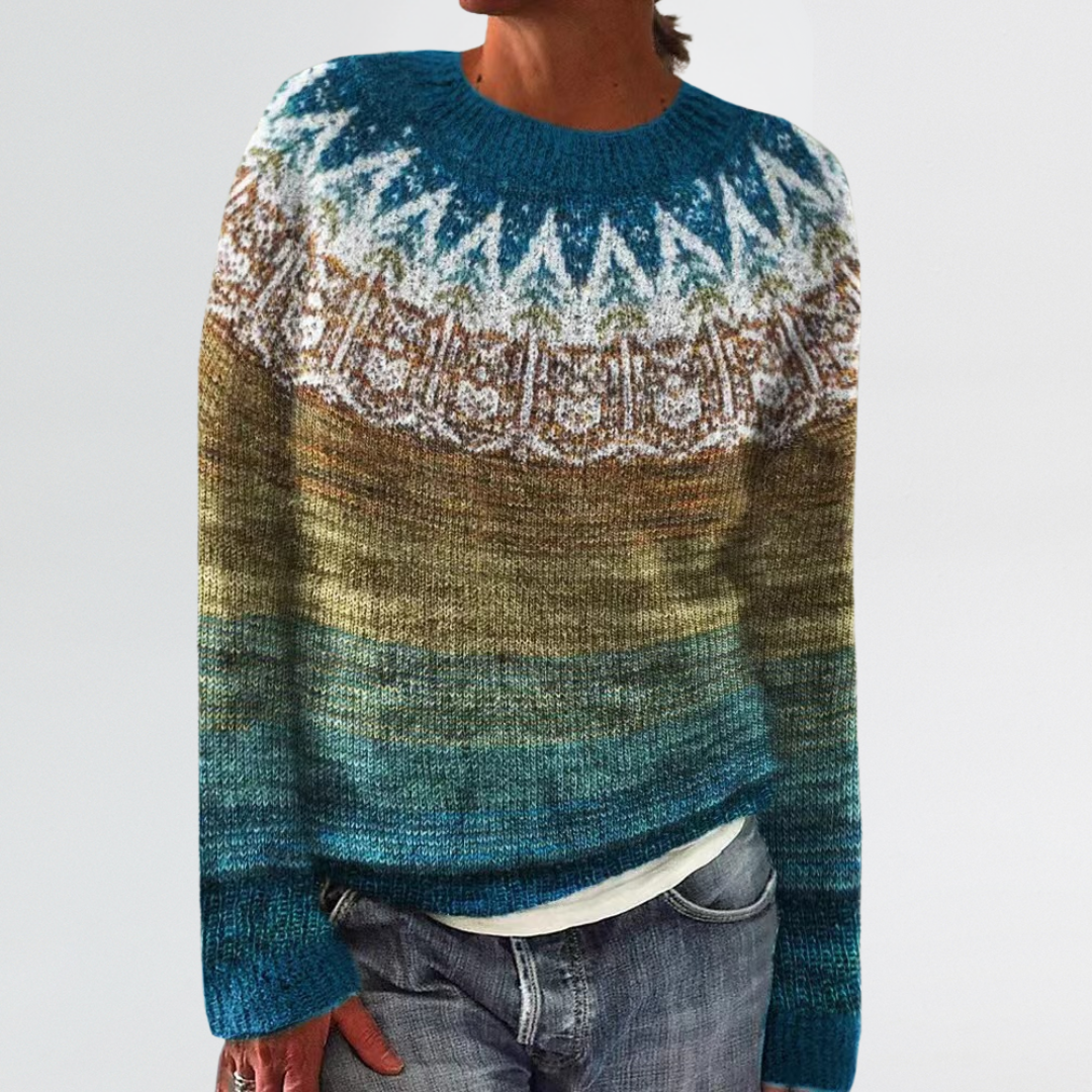 Karin | Icelandic Forest & Sky Yoke Sweater
