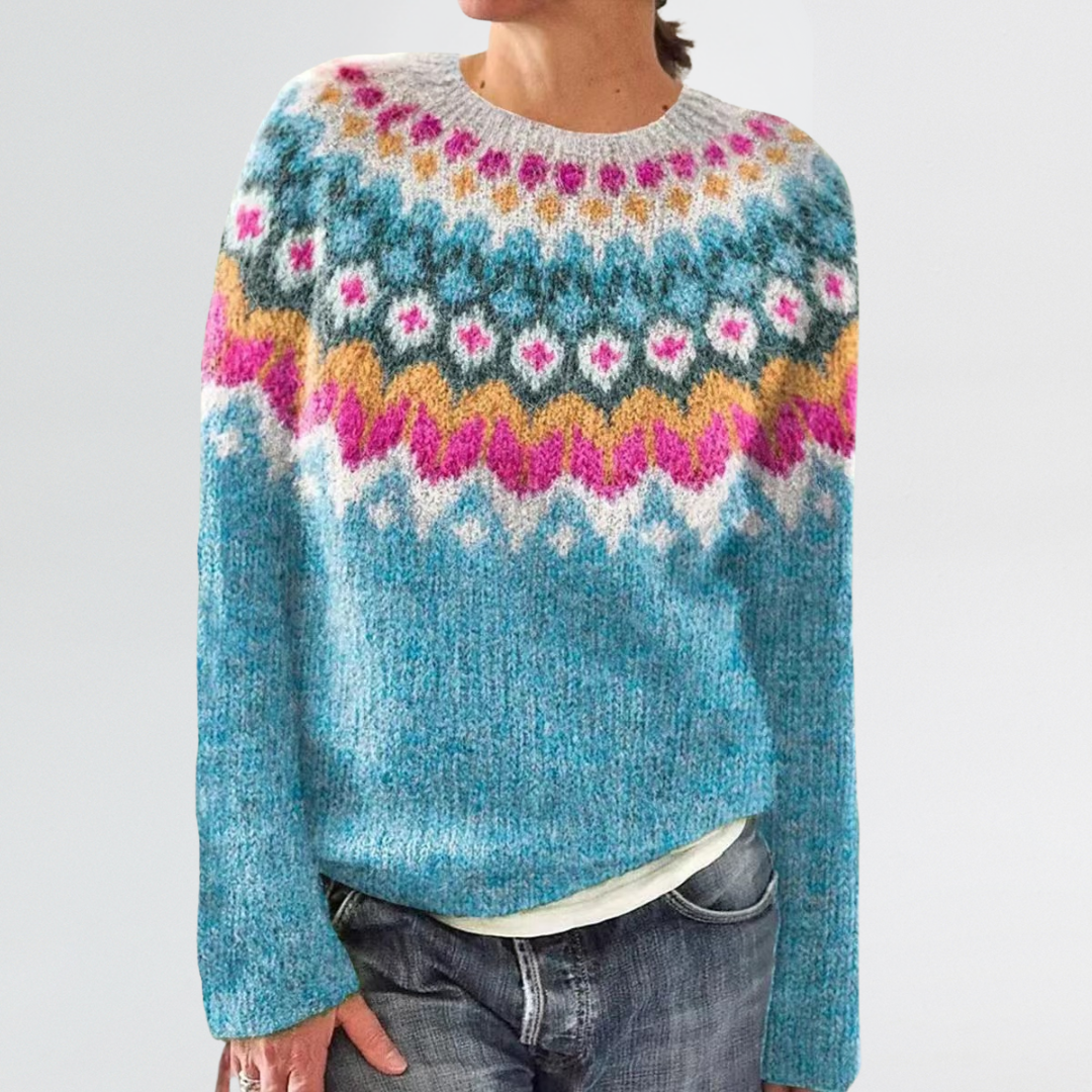 Anika | Bright Icelandic Rainbow Yoke Sweater