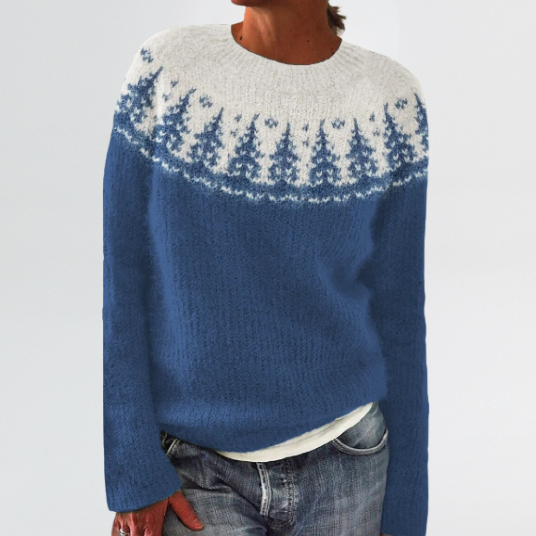 Siv | Nordic Winter Pines Yoke Sweater