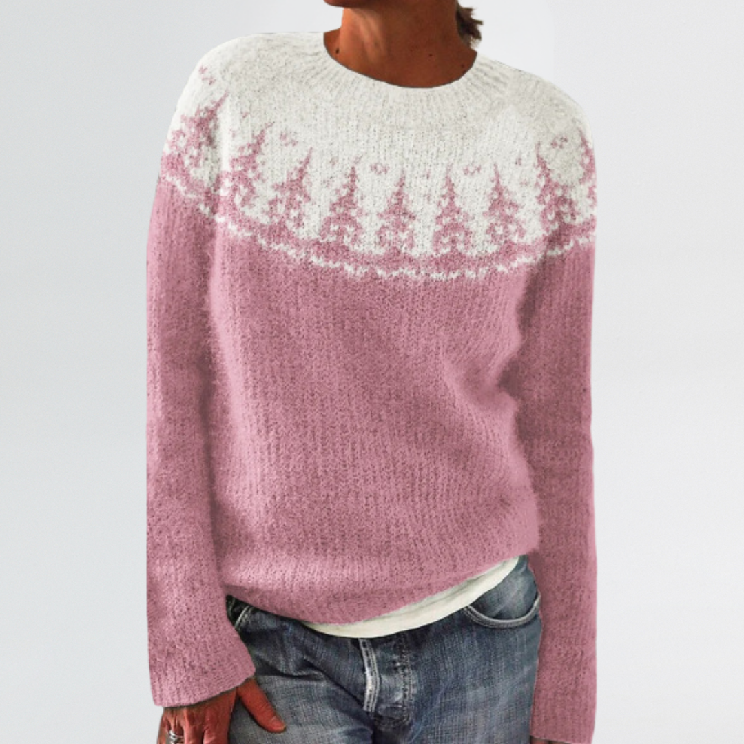 Siv | Nordic Winter Pines Yoke Sweater