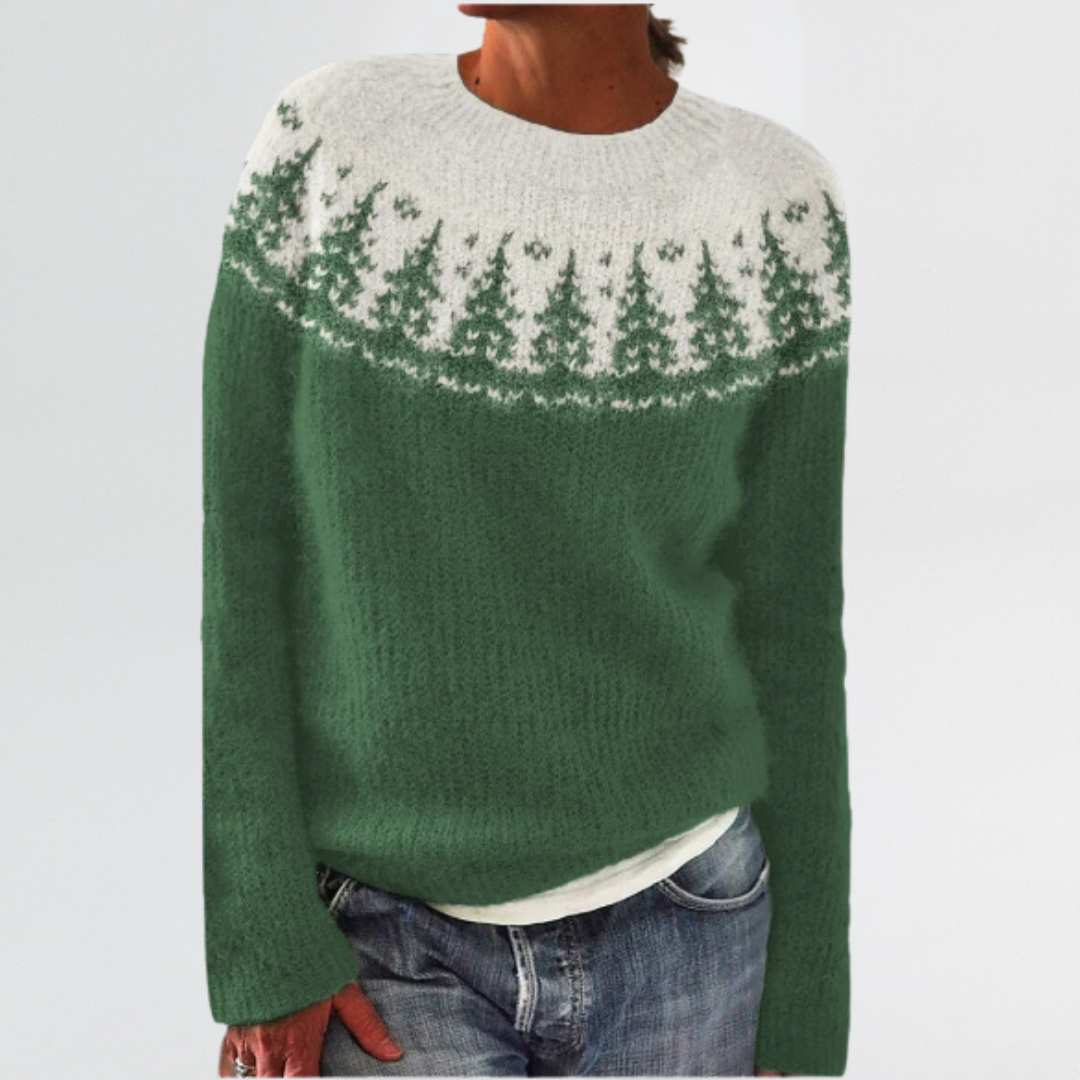 Siv | Nordic Winter Pines Yoke Sweater