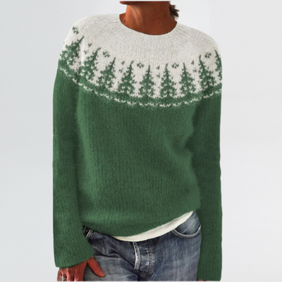 Siv | Nordic Winter Pines Yoke Sweater