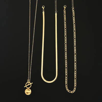 Savira Textured Coin Layered Necklace | Gold