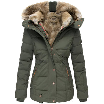 Annemarie I Puffer Jacket with Hood and Slim Fit Design